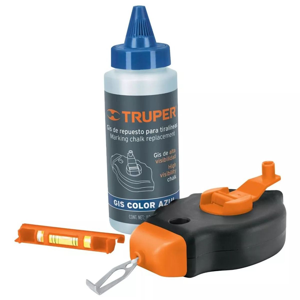 TRUPER - Tiralíneas 30 M (100 Ft) Plástico Con Gis Y Nivel, Truper