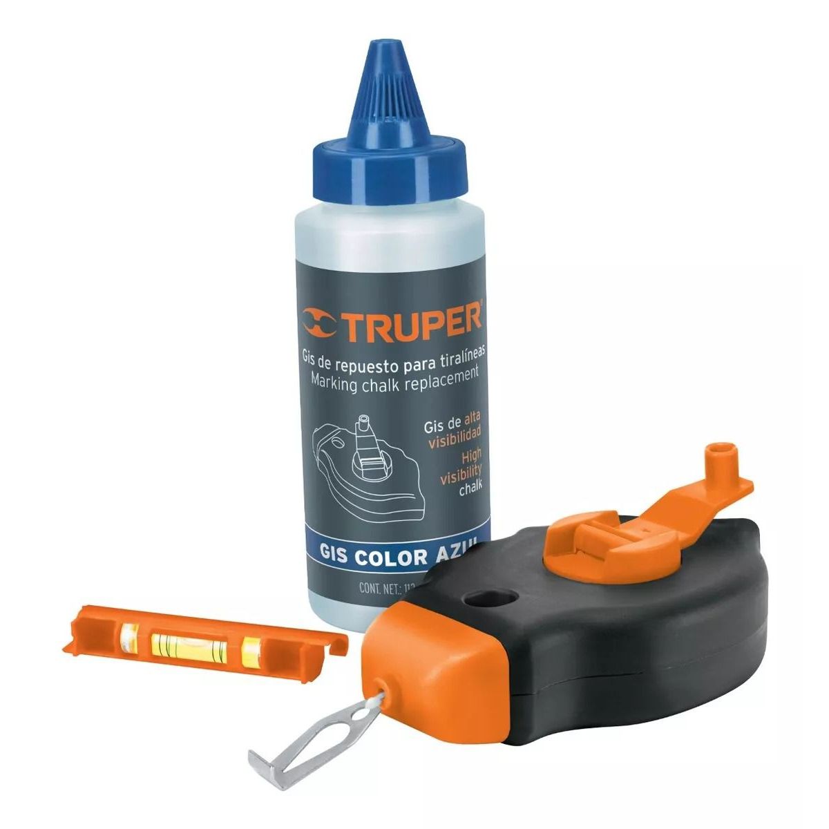 TRUPER - Tiralíneas 30 M (100 Ft) Plástico Con Gis Y Nivel, Truper