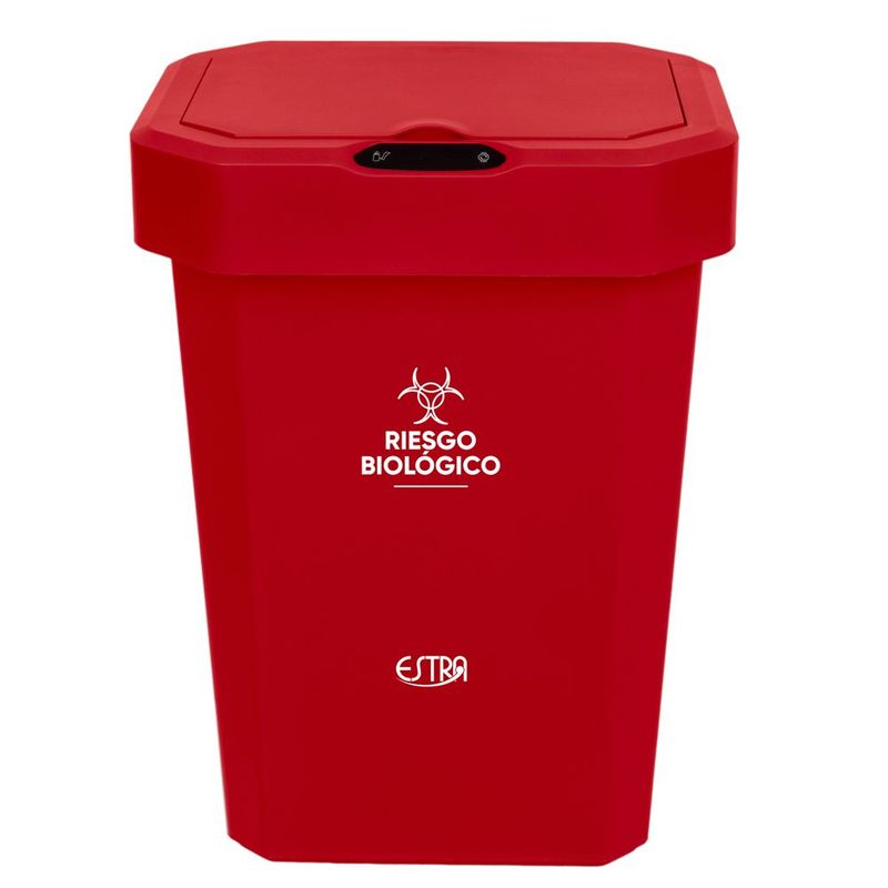 GENERICO - Caneca-Papelera Estrabins Sensor 26L Rojo-Riesgo Biológico