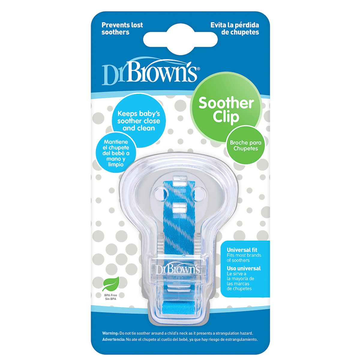 DR BROWNS - Sujetador Para Chupo de Bebé Azul Dr Browns