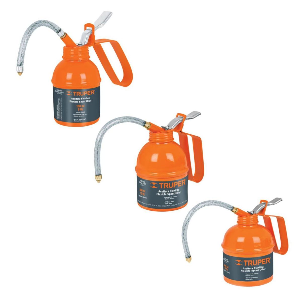 GENERICO - Aceitera Manual Punta Flexible 180ml Profesional Truper