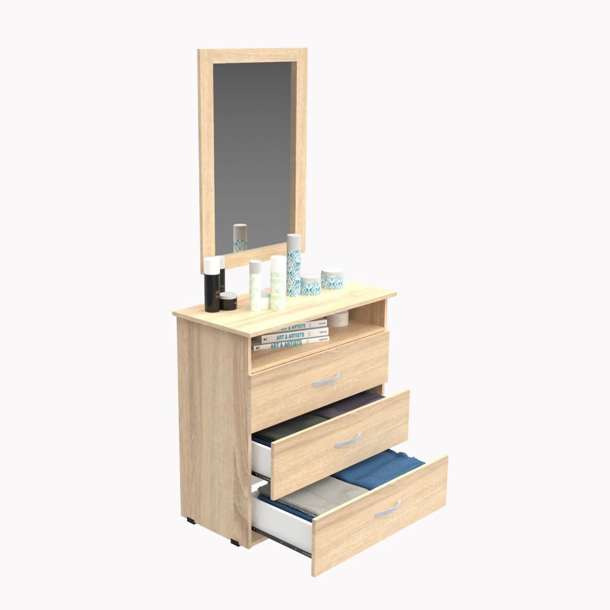 MODUOFI - Comoda con espejo 3 Cajones  Color Germany