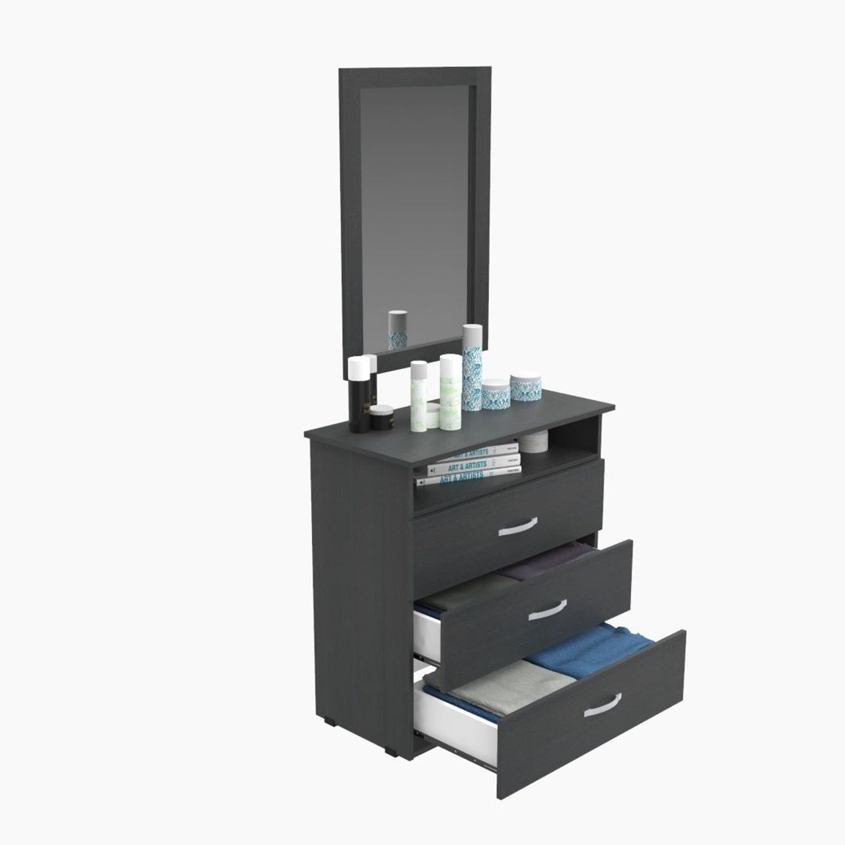 MODUOFI - Comoda con Espejo 3 Cajones Color  Wengue