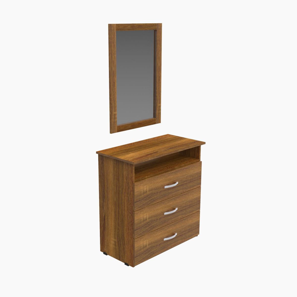 GENERICO - Cómoda Con Espejo 3 Cajones  Color Caramello