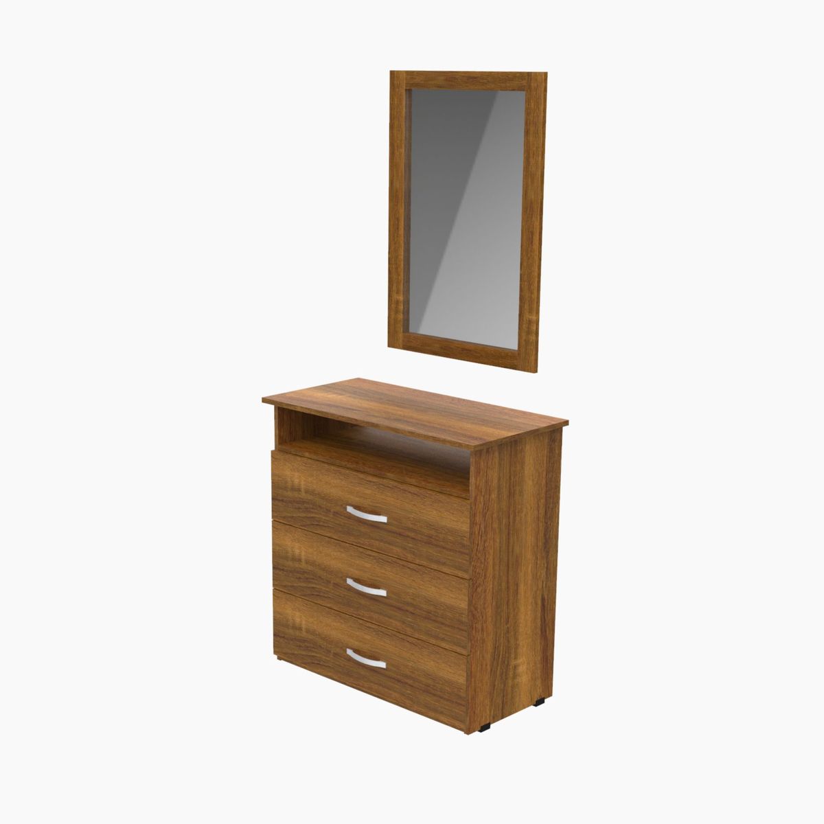 GENERICO - Cómoda Con Espejo 3 Cajones  Color Caramello