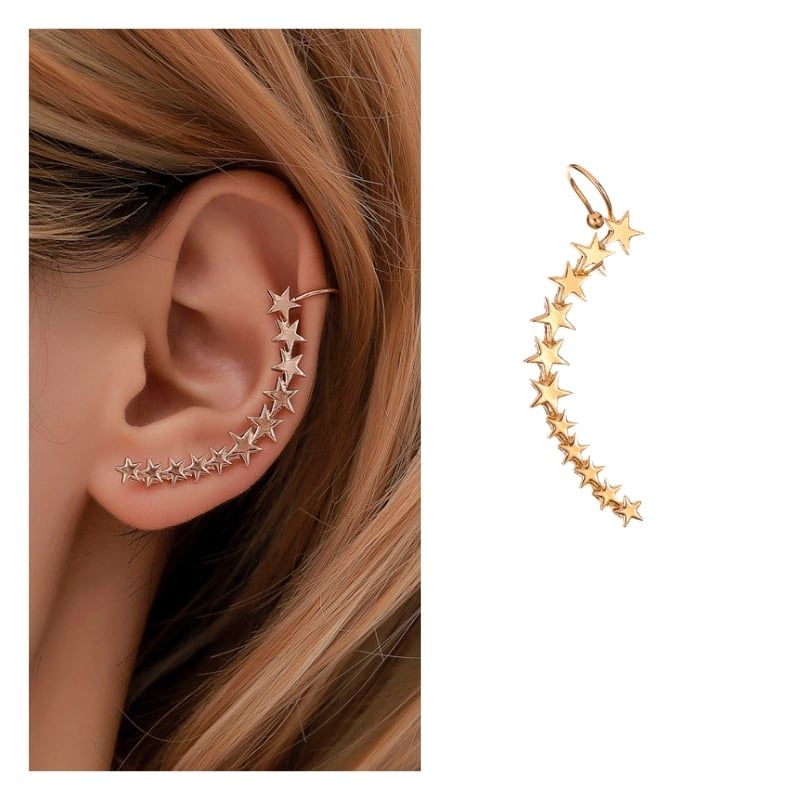 ACCESORIOS DE EVA - Arete Ear Cuff Simulador Solitario Stars_.