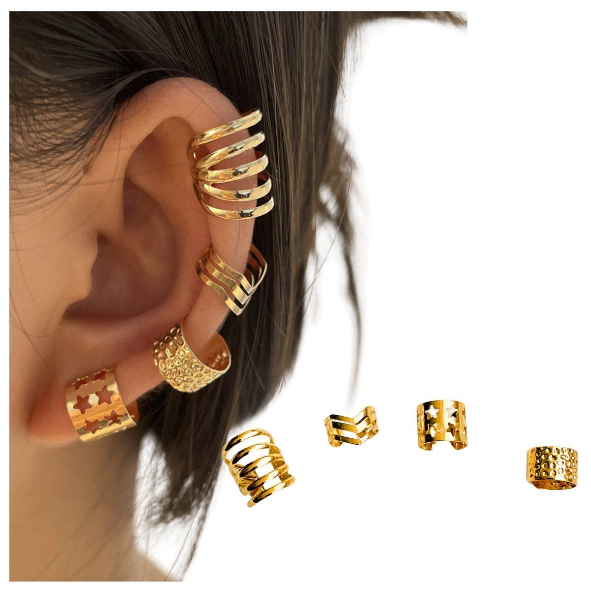 ACCESORIOS DE EVA - Arete Ear Cuff Simulador Set Maravilla_.