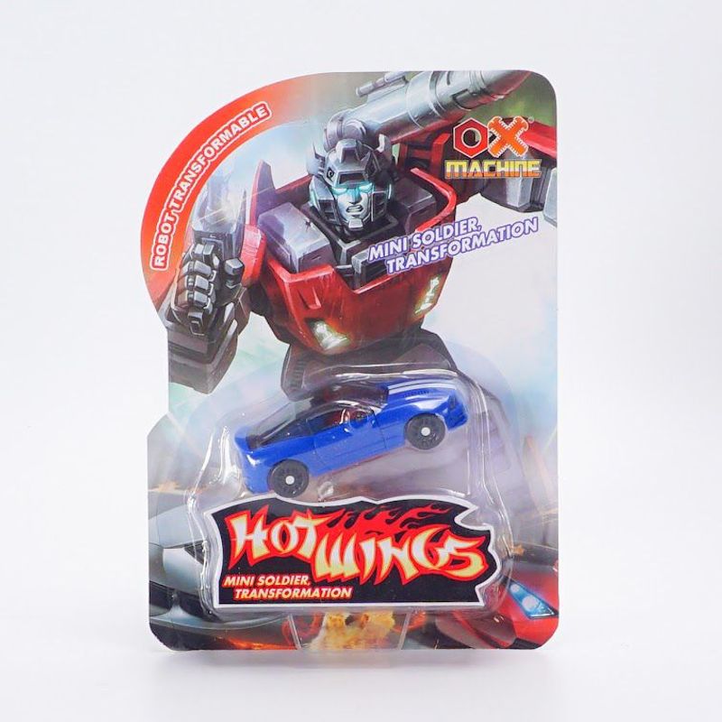 OX TOYS - Mini figura de acción 2 en 1: robot transformable en carro