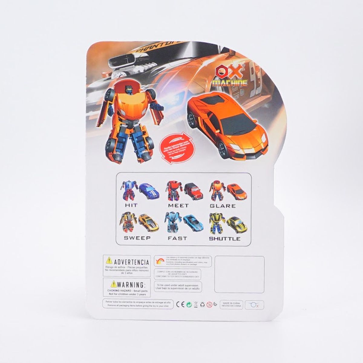 OX TOYS - Mini figura de acción 2 en 1: robot transformable en carro