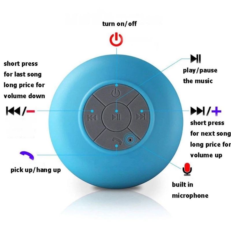 GENERICO - Parlante Alta Voz Recargable Ducha Bluetooth Resiste Agua -Amarillo