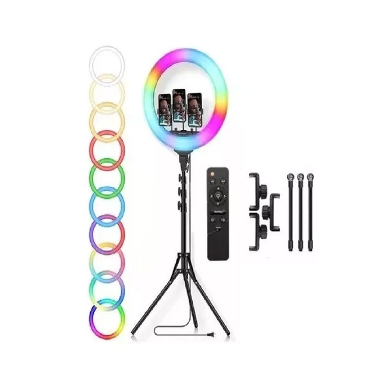 GENERICO - Aro De Luz Regulable 45cm Rgb 18inch Estudio Kit  Trípode