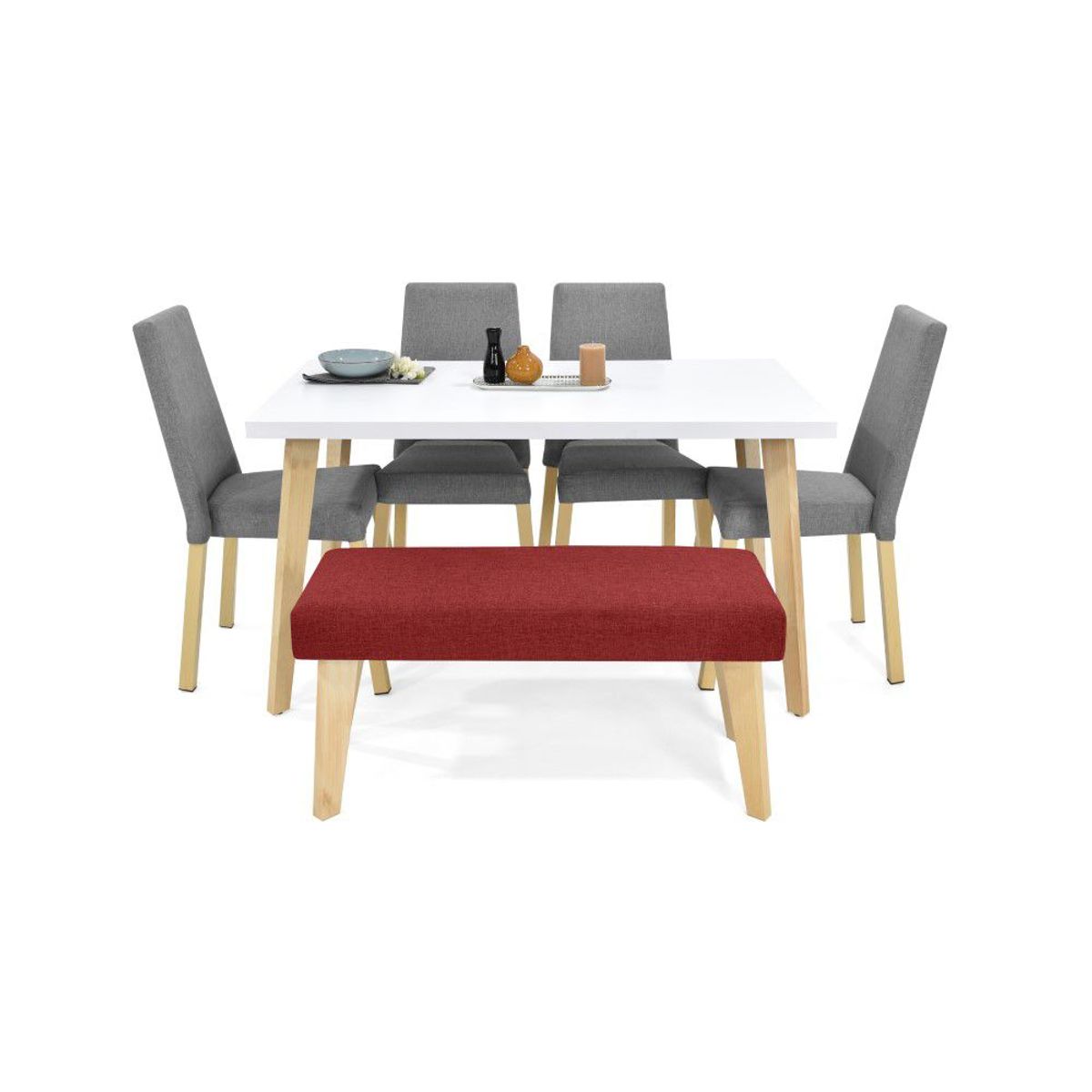 VENECIA - Comedor Lugo Matiz 6 Puestos con Sillas y Butaco Viena