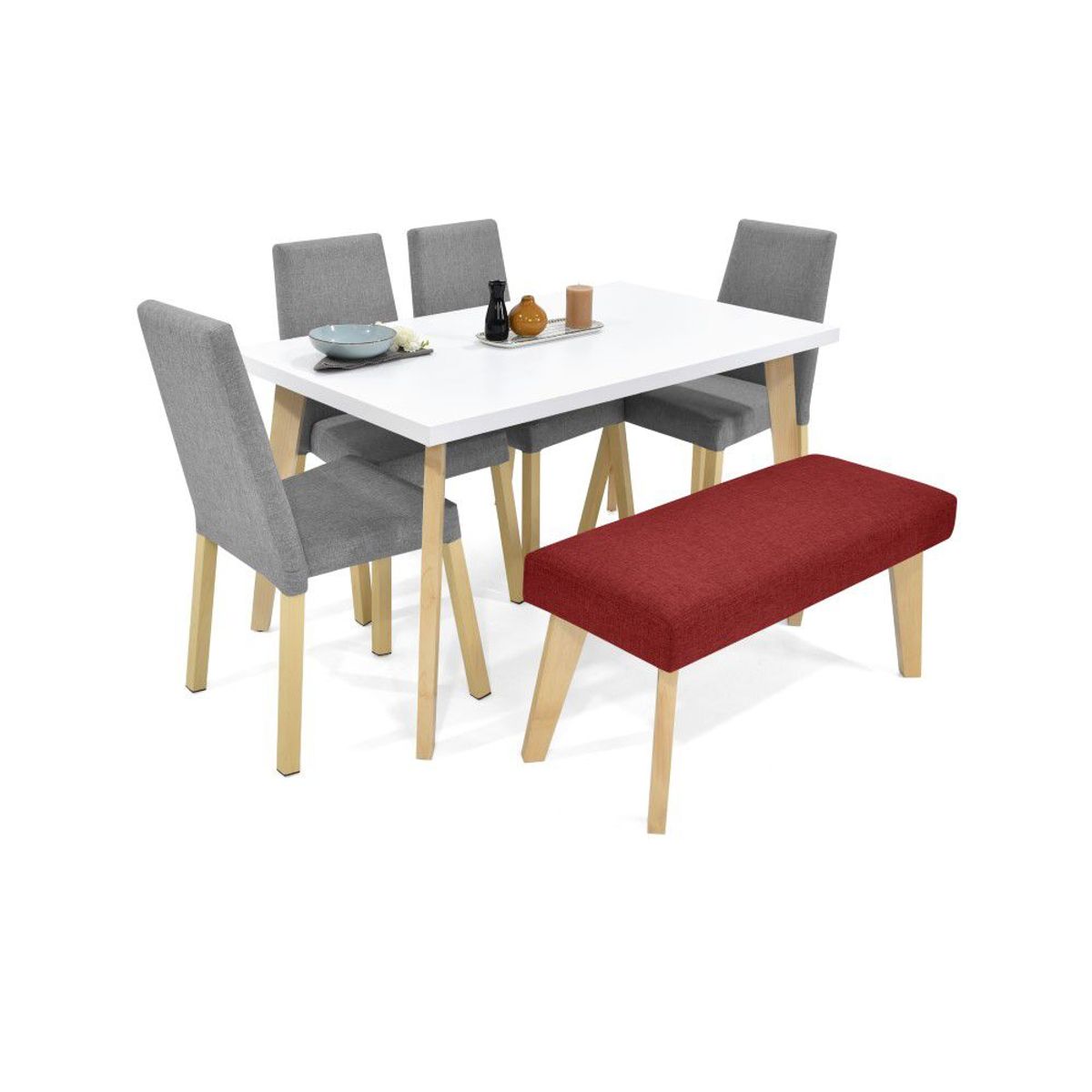 VENECIA - Comedor Lugo Matiz 6 Puestos con Sillas y Butaco Viena