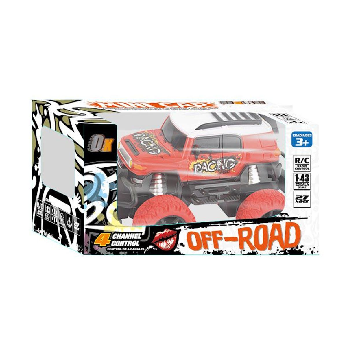 OX TOYS - Carro a control remoto escala 1:43, 4 canales 2 colores