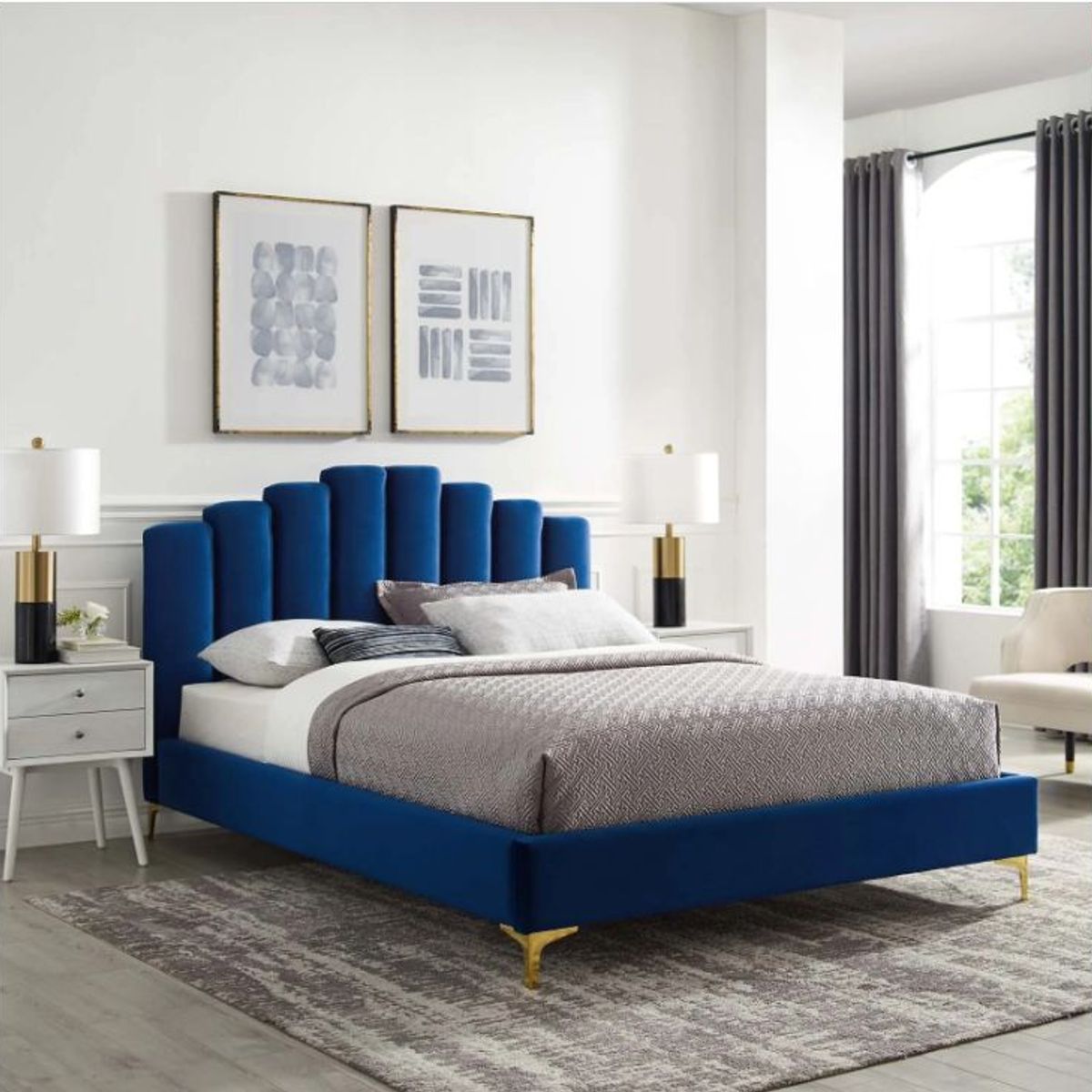 GENERICO - Cabecero LUPE doble 140cmx100cm azul