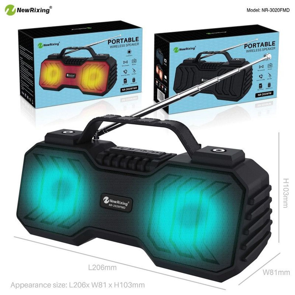 DAYOSHOP - Bocina Parlante Mi Portable Bluetooth Speaker Caja Nr-2029fm