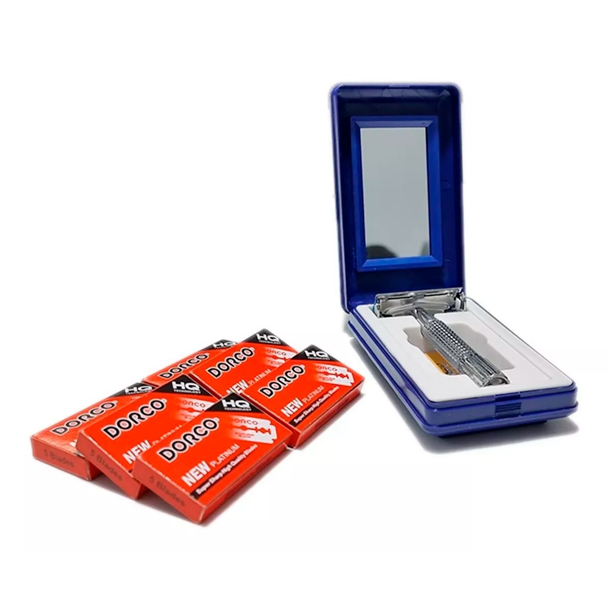 VITTORIA - Máquina Afeitar Barbera Clásica Estuche 30 Cuchillas Dorco Azul