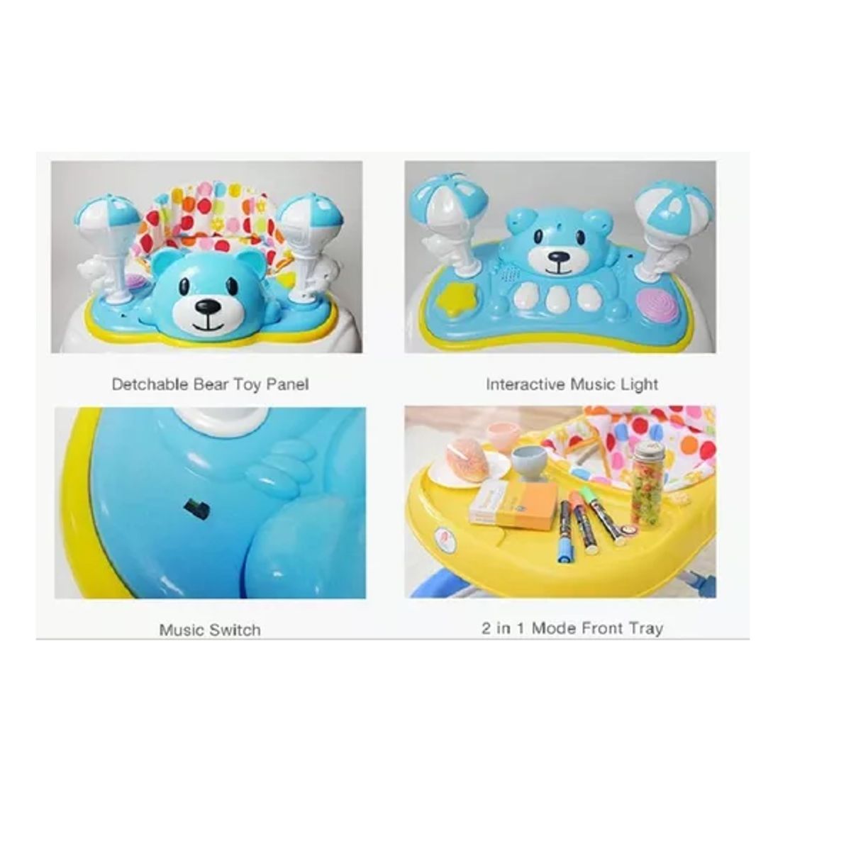 KIDSHOP - Caminador Multifuncional 4 En 1 ROSA Oso 944A
