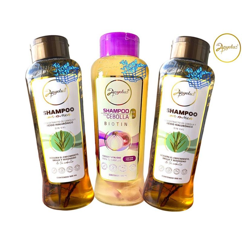 ANYELUZ - Kit 2 shampoo de romero Anyeluz + Shampoo de Cebolla Anyeluz