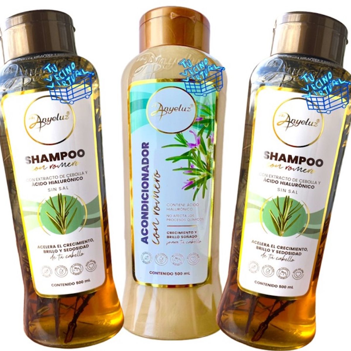 ANYELUZ - Kit 2 shampoo de romero Anyeluz + Acondicionadores Romero