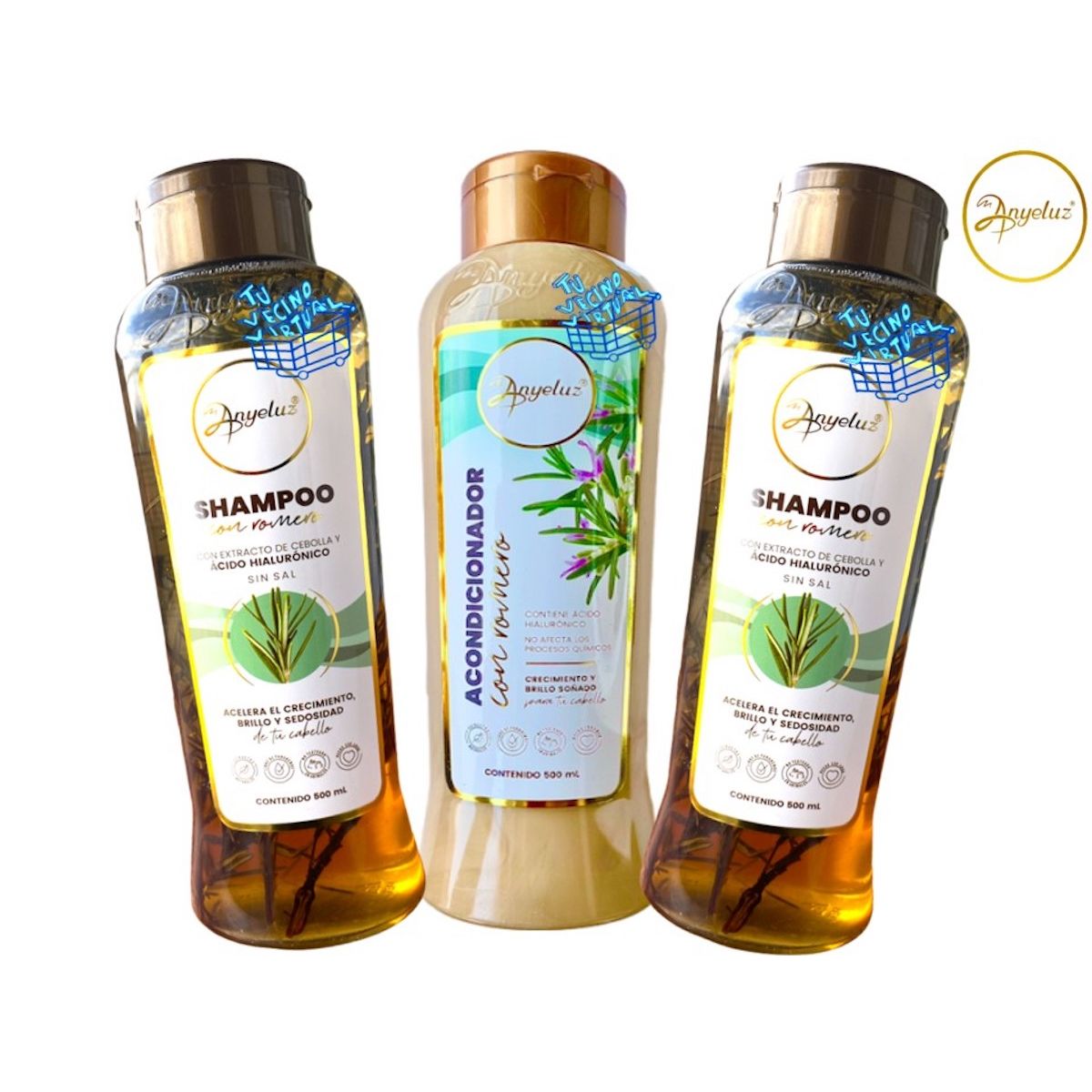 ANYELUZ - Kit 2 shampoo de romero Anyeluz + Acondicionadores Romero