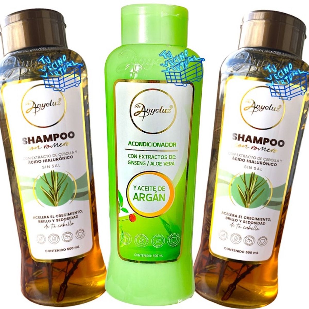 ANYELUZ - Kit 2 shampoo de romero Anyeluz + Acondicionador Aloe vera Anyeluz
