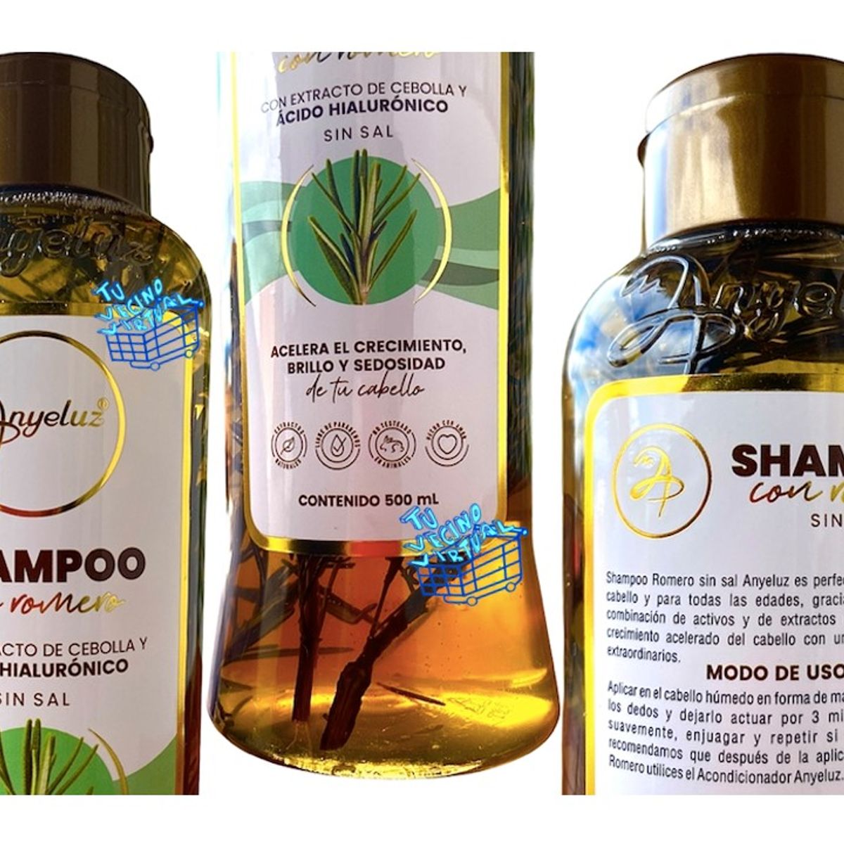 ANYELUZ - Kit 2 shampoo de romero Anyeluz + Acondicionador Aloe vera Anyeluz