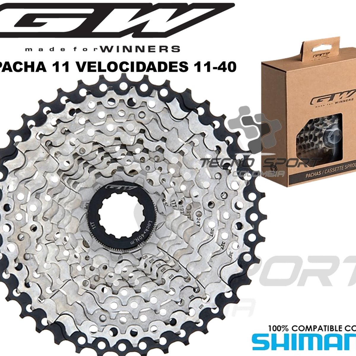 GW - Pacha Cassette Bicicleta Gw 11v 11-40 Compatible Con Shimano