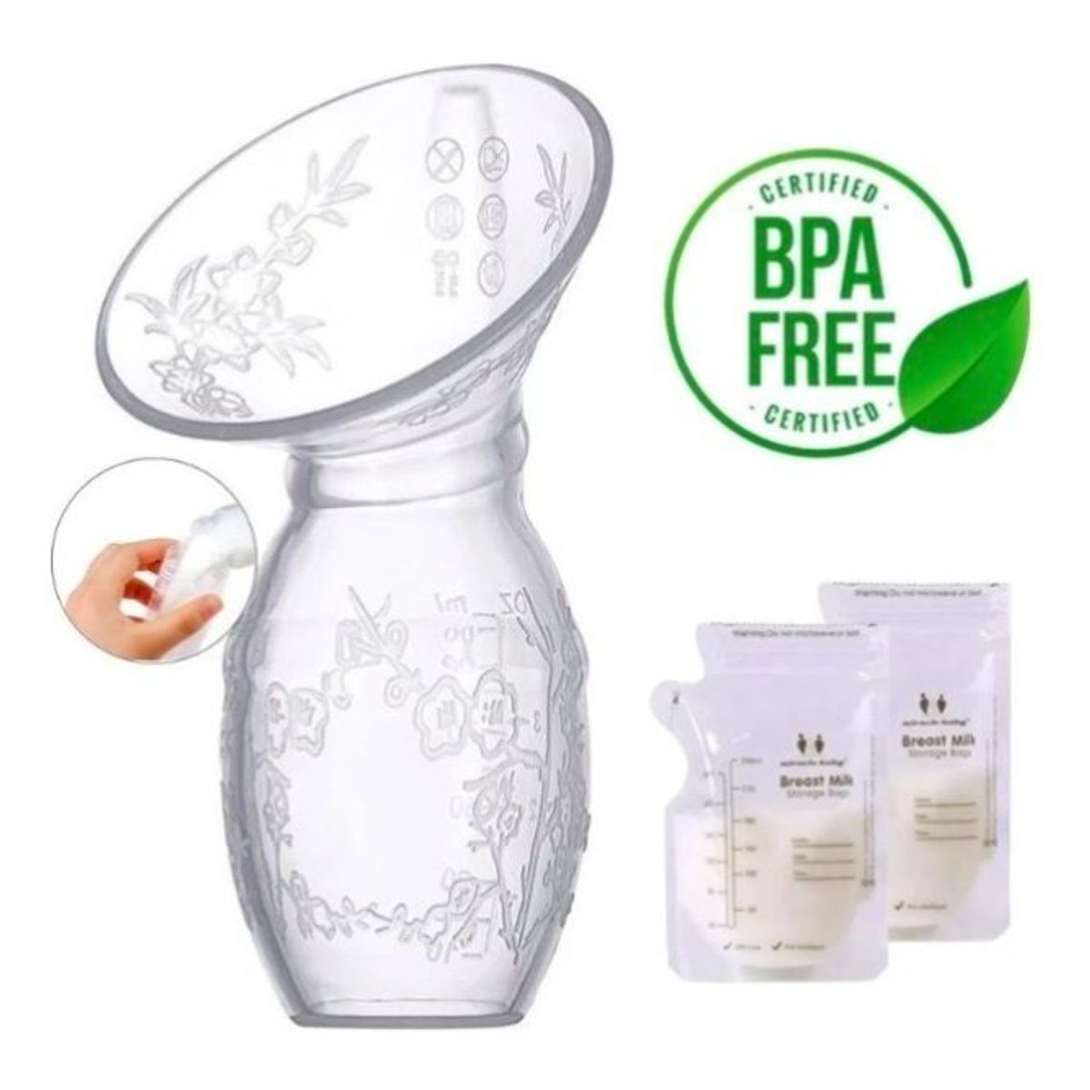 GENERICO - Extractor De Leche Manual En Silicona30 bolsas recolectoras