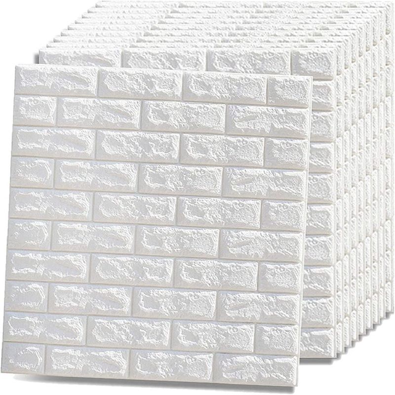 GENERICO - Panel Lámina 3D Adhesivo Para Pared Tapiz Ladrillo Combo x 10 Blanco