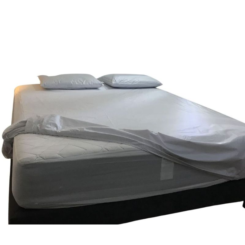 GENERICO - Forro protector plástico anti fluidos para colchón de cama doble gris