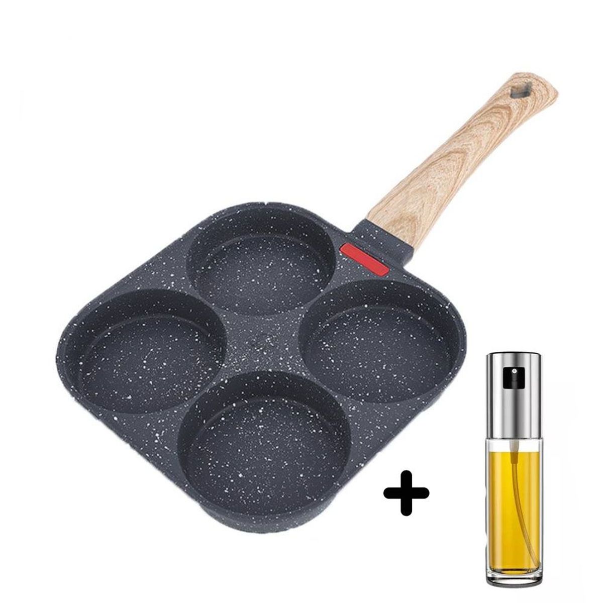 ONE PIXEL - Sarten Antiadherente 4 Puestos Incluye Dispensador Rociador De Aceite