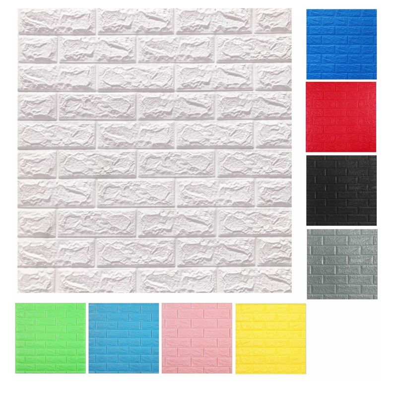 GENERICO - Panel Lámina 3D Adhesivo Para Pared Tapiz Ladrillo Color Blanco
