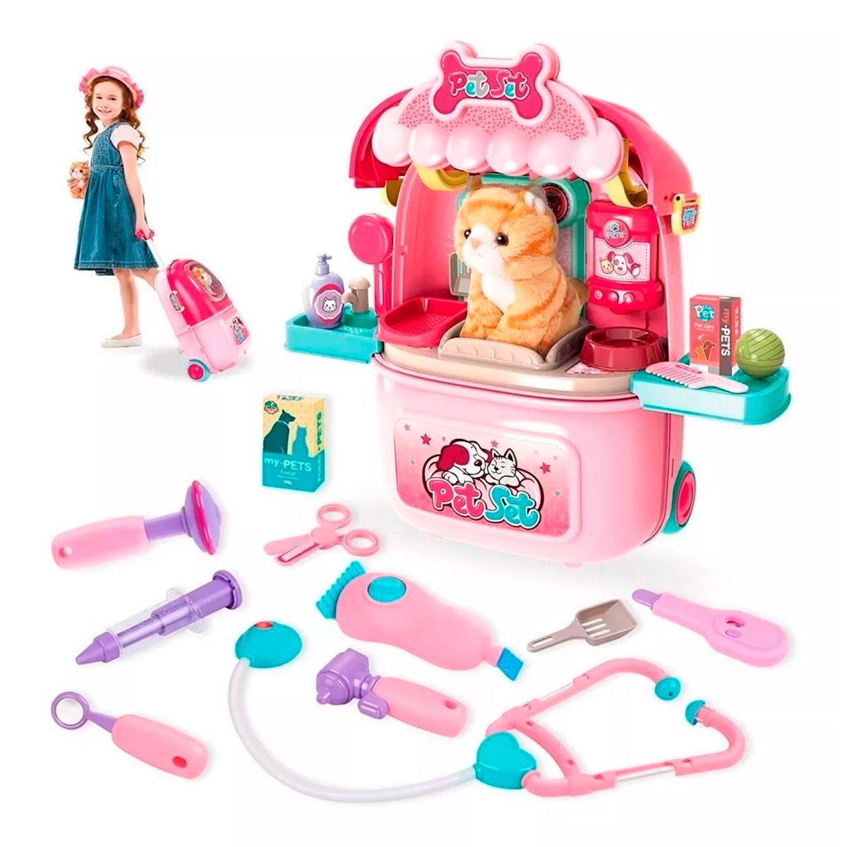 GENERICO - Maleta Ruedas Grande  Mascota Peluche Perro Gato Juguete Niña Aleatorio 008-980-4