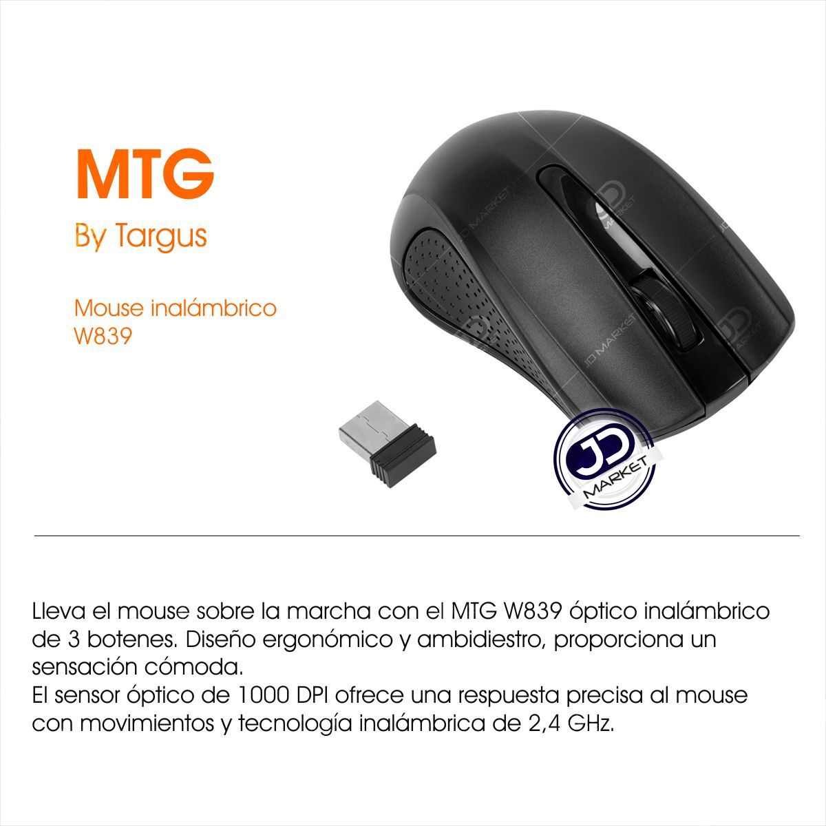 TARGUS - Mouse Inalámbrico Ergonómico MTG By Targus W839  Ambidiestro