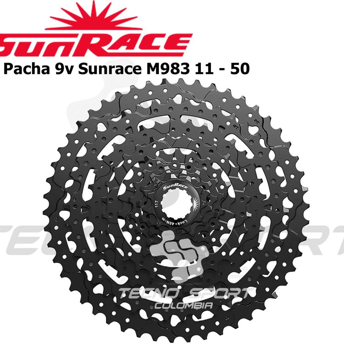 SUNRISE - Pacha Cassette Bicicleta Sunrace 9v 11-50 Compatible Shimano