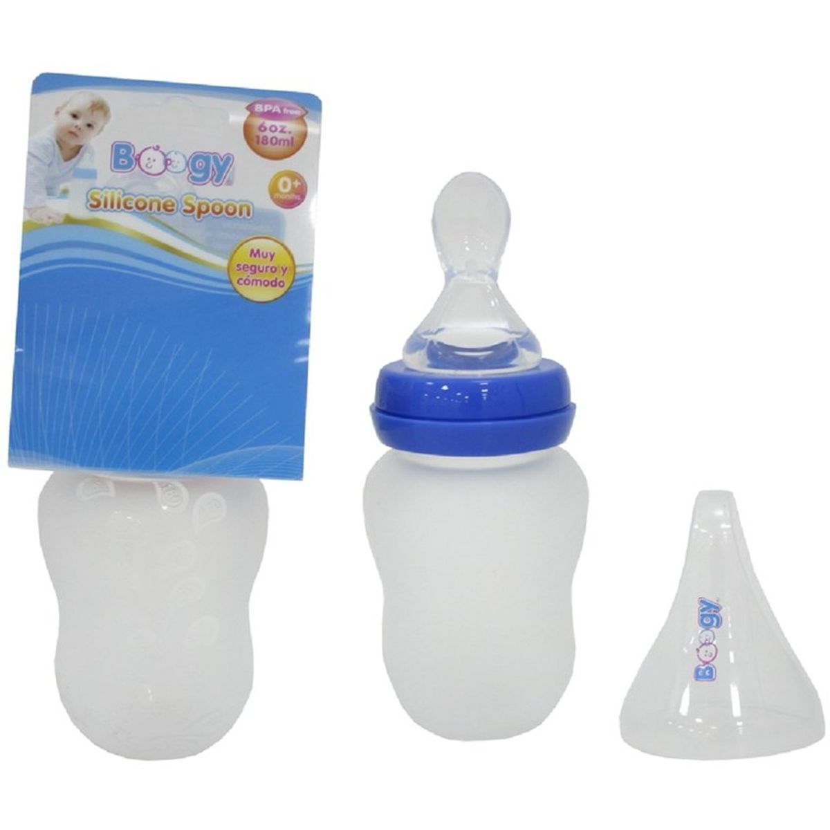 BOOGY - Tetero cuchara bebe biberón para compota sopa cereal papilla