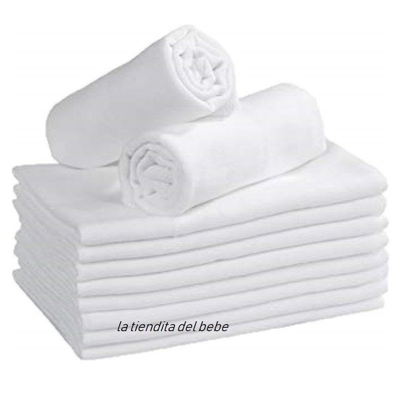 BEBE - Pañales tela bebe adulto (docena) 70 x 70 tradicional BLANCO