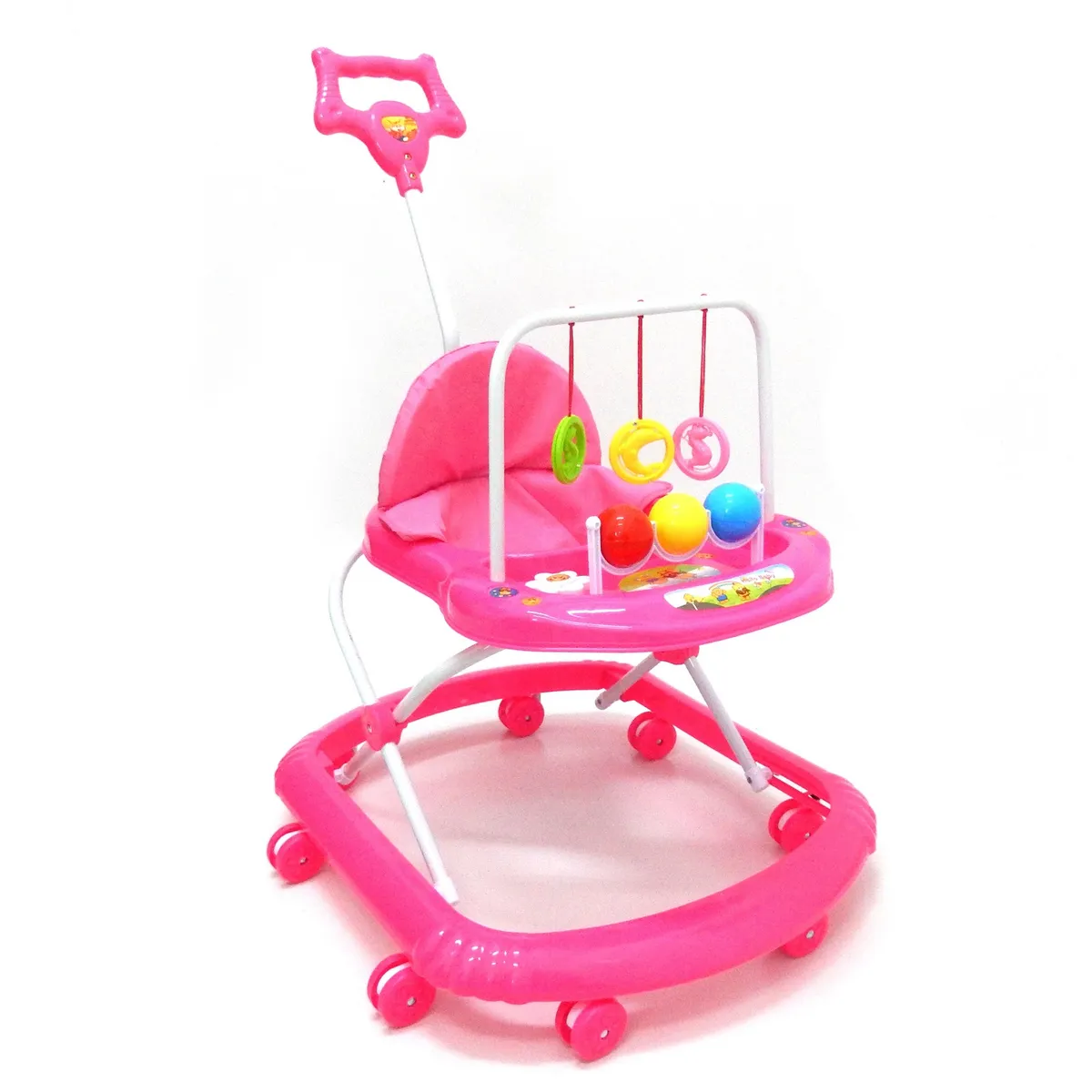 BEBESSWEET - Caminador bebe sonajeros andadera con guía-rosado