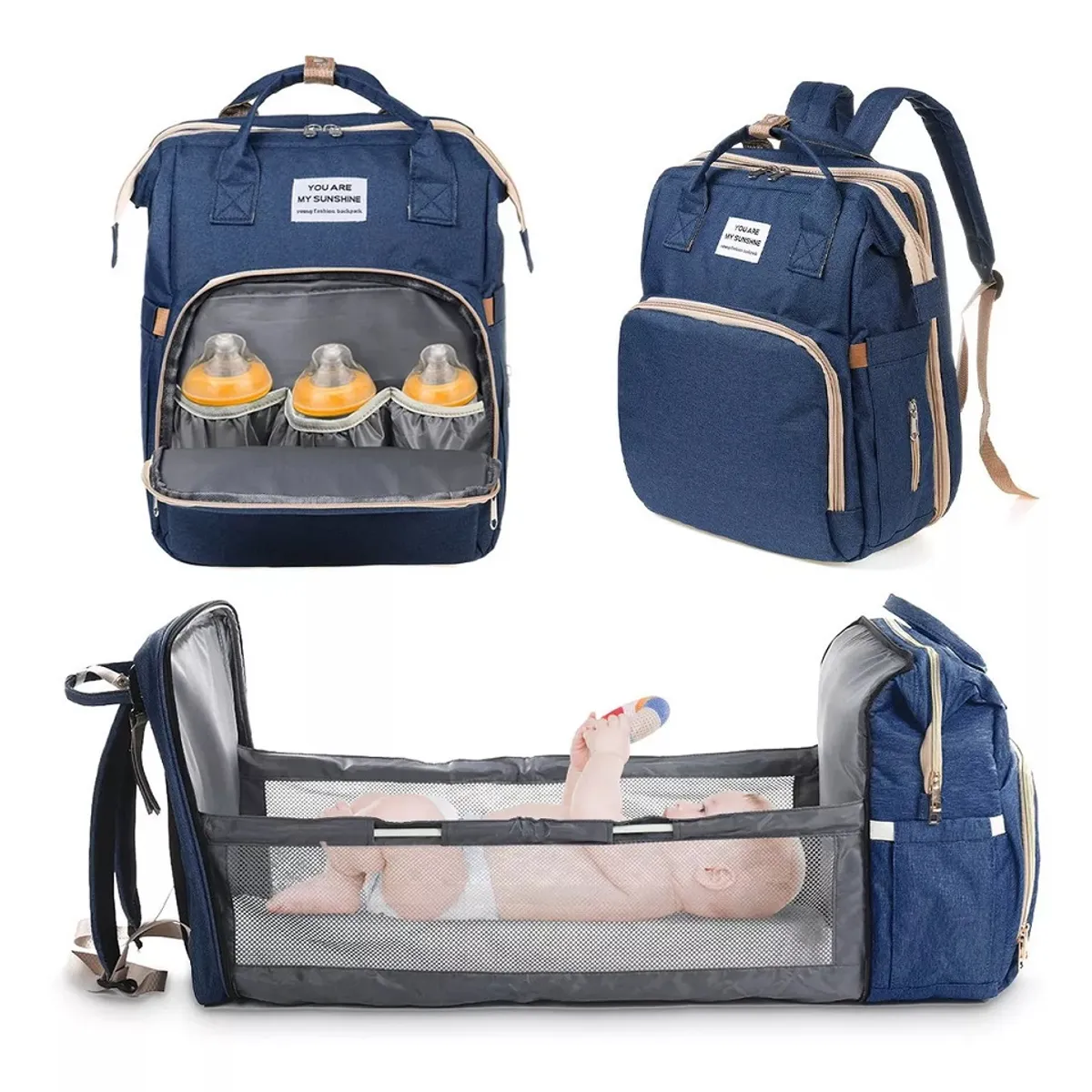 GENERICO - Pañalera Multifuncional Bolso Bebe Cambiador Plegable usb