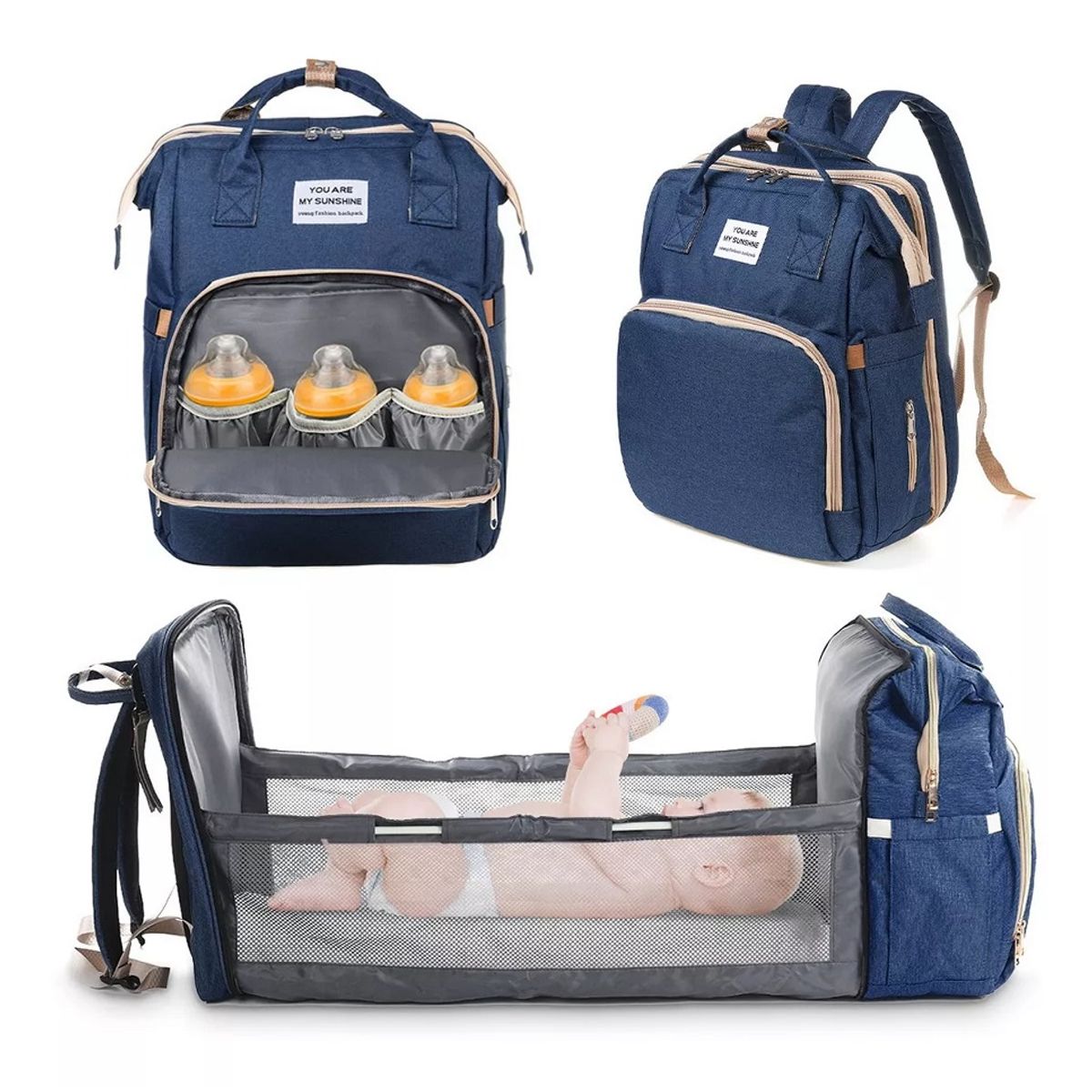 GENERICO - Pañalera Multifuncional Bolso Bebe Cambiador Plegable usb