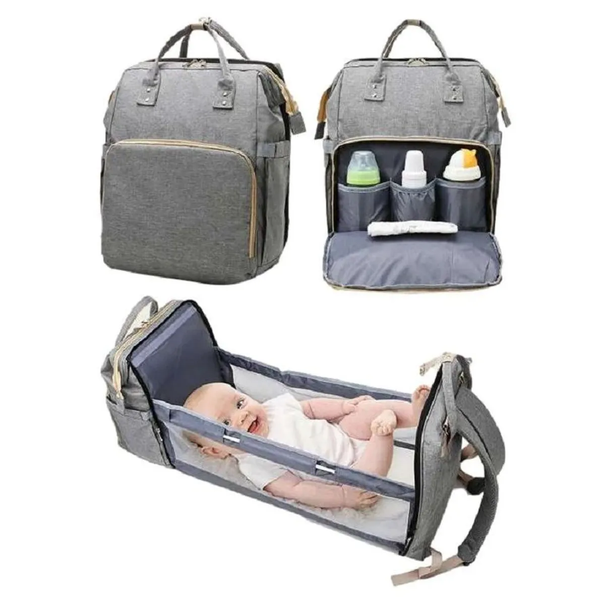 GENERICO - Pañalera Multifuncional Bolso Bebe Cambiador Plegable  Usb