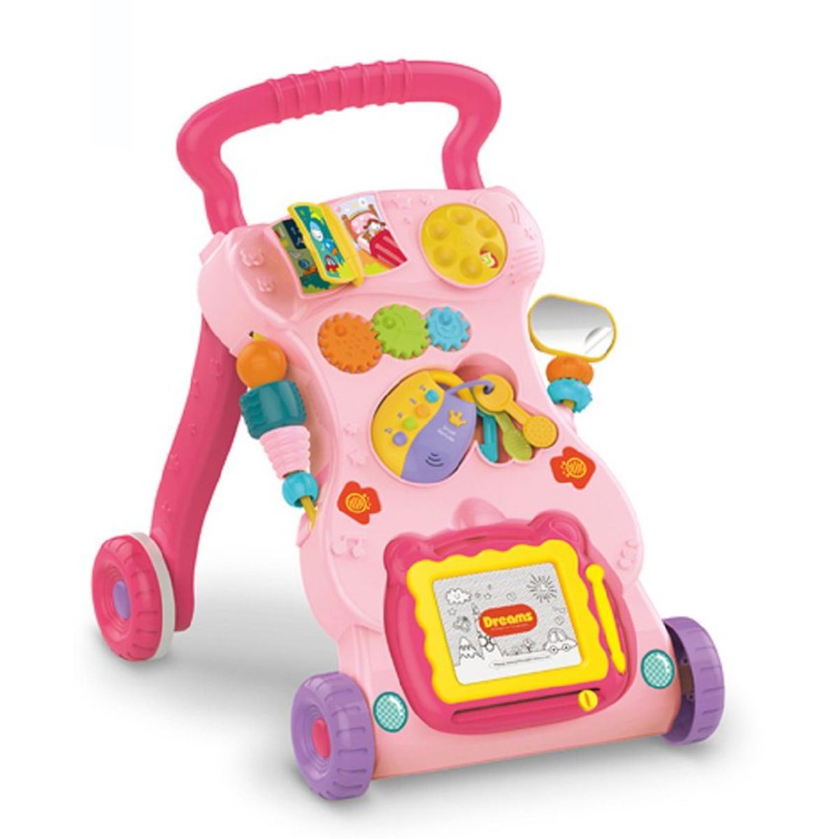 HUANGER - Caminador para bebe tipo andadera musical didáctica-ROSADO ¡