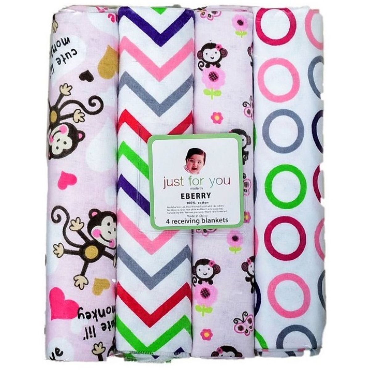 TIENDITA DEL BEBE IMPORTADORA MC - Bayeta manta cobertor bebe 100% algodón x 4 Cobija NIÑO