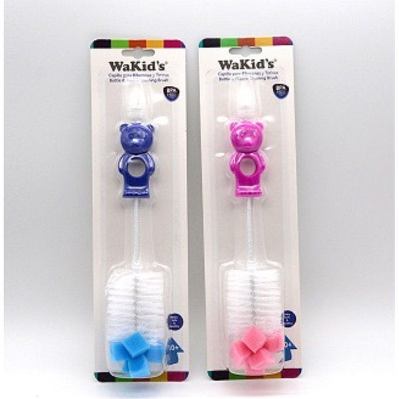 WAKIDS - Escobillón lava Tetero Biberones Bebe Cepillo Limpiador AZUL