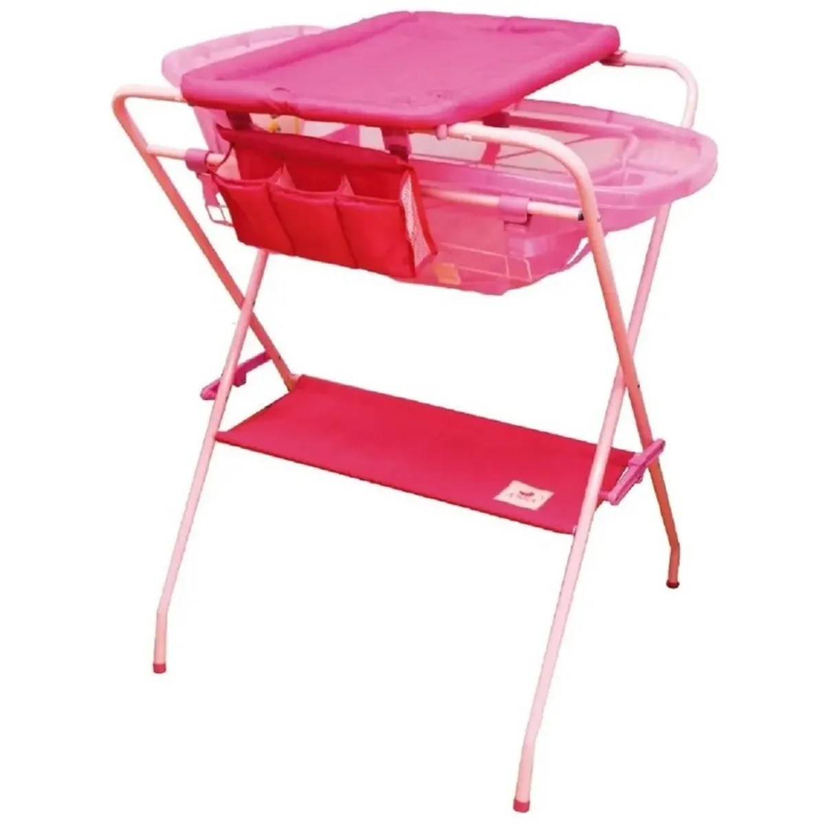 ABBA - Bañera bebe  Soporte Completo Con Cambiador De Pañales Rosa