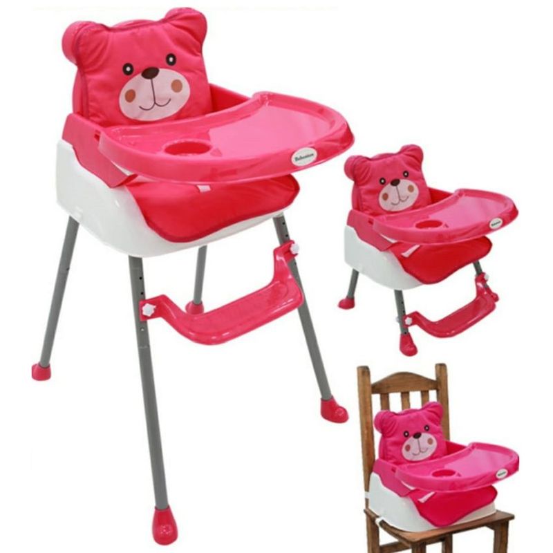 GENERICO - Silla Comedor Bebe 5 en 1 doble altura oso acolchado portáti