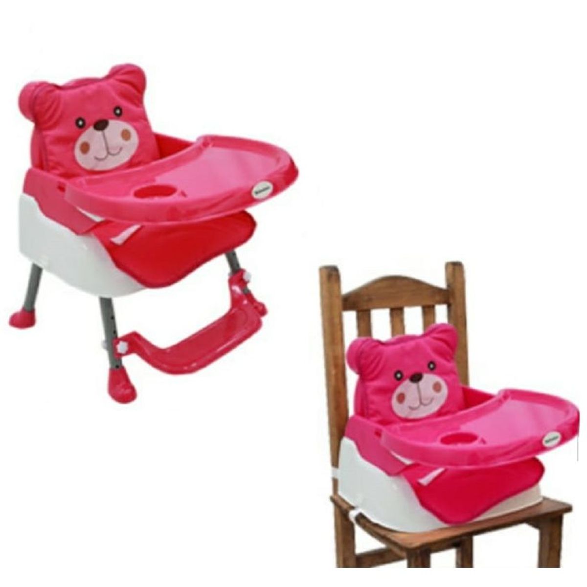 GENERICO - Silla Comedor Bebe 5 en 1 doble altura oso acolchado portáti