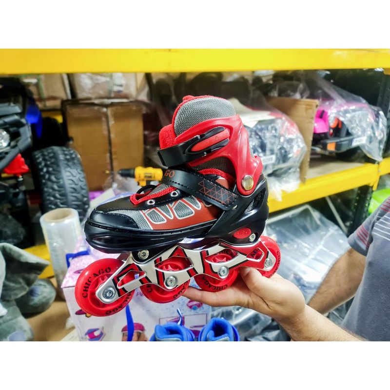 CHICAGO - Patines  Kit Protección Infantiles Skates 28-33 Azul Rojo