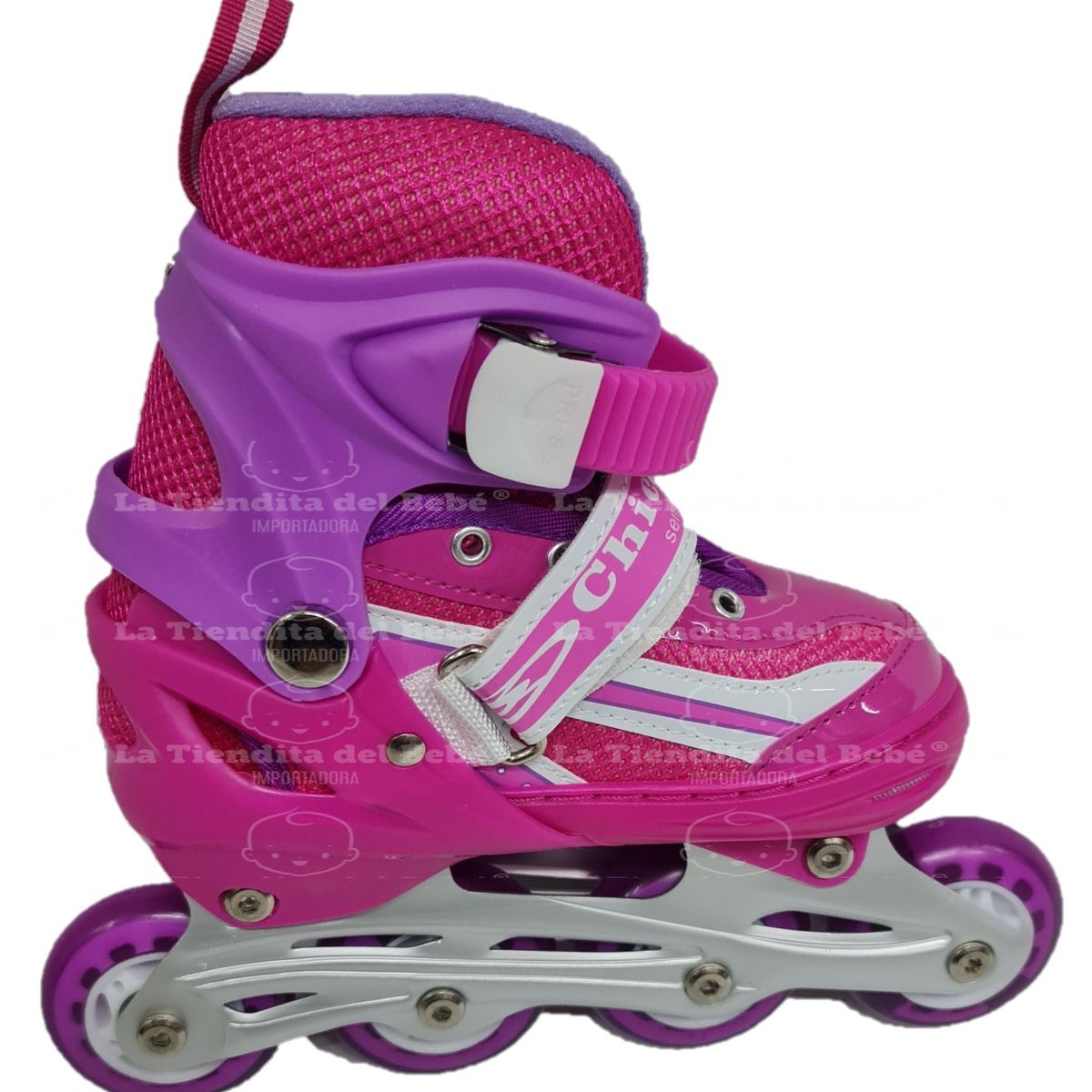 CHICAGO - Patines  kit protección Niña Deporte luces 28-33 ROSADOS